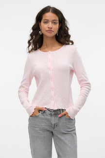 Isa Cardigan med Rund Hals - Pink A-Boo
