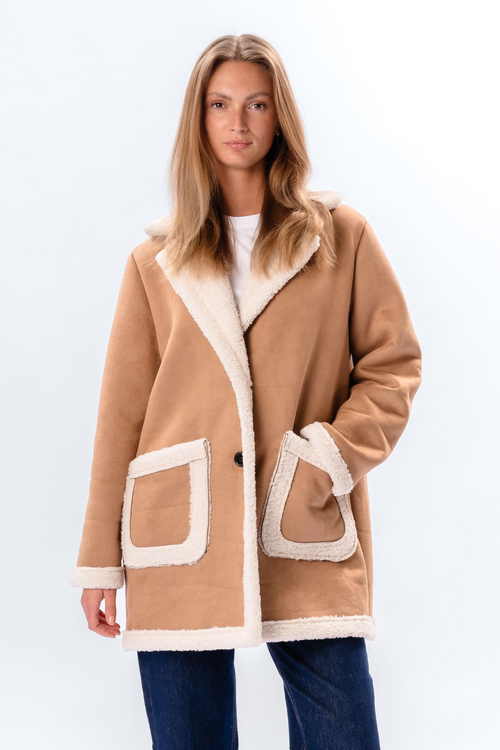 Shearling Frakke - Beige