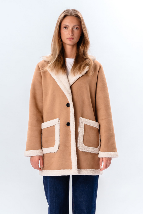 Shearling Frakke - Beige