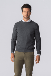 Pullover Rundhals - Charcoal Melange