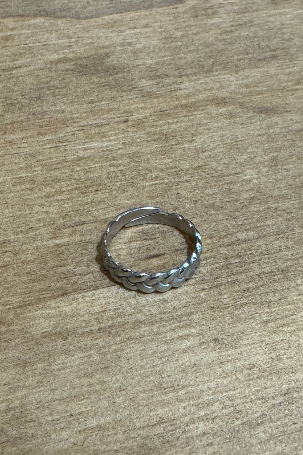 Woven Steel Open Ring - Sølv