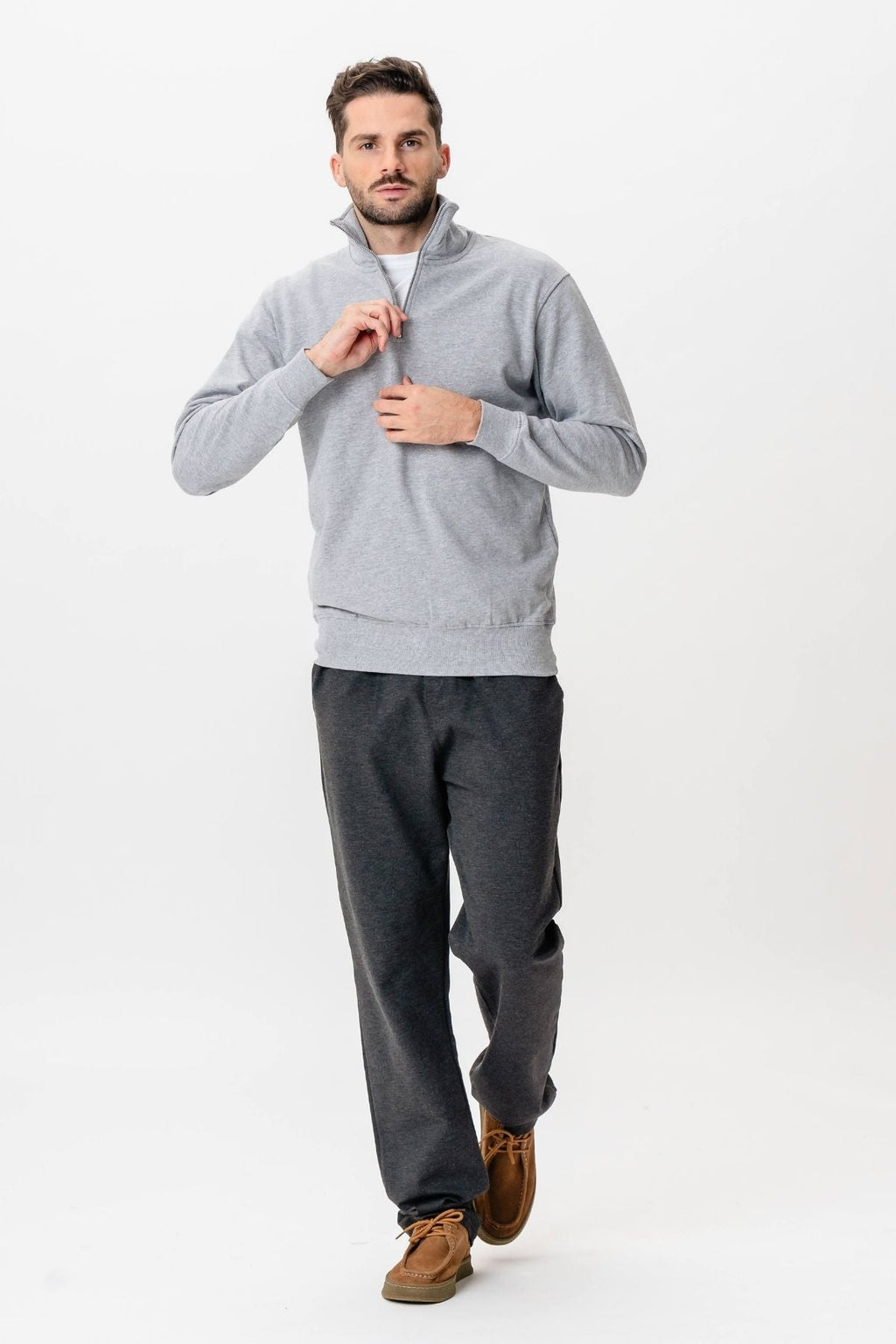 Sweatshirt Half Zip - Grå