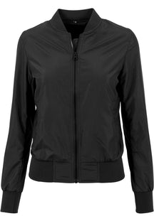 Ladies Nylon Bomber Jacket - Black