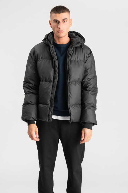 Coated Hooded Jacket - Sort