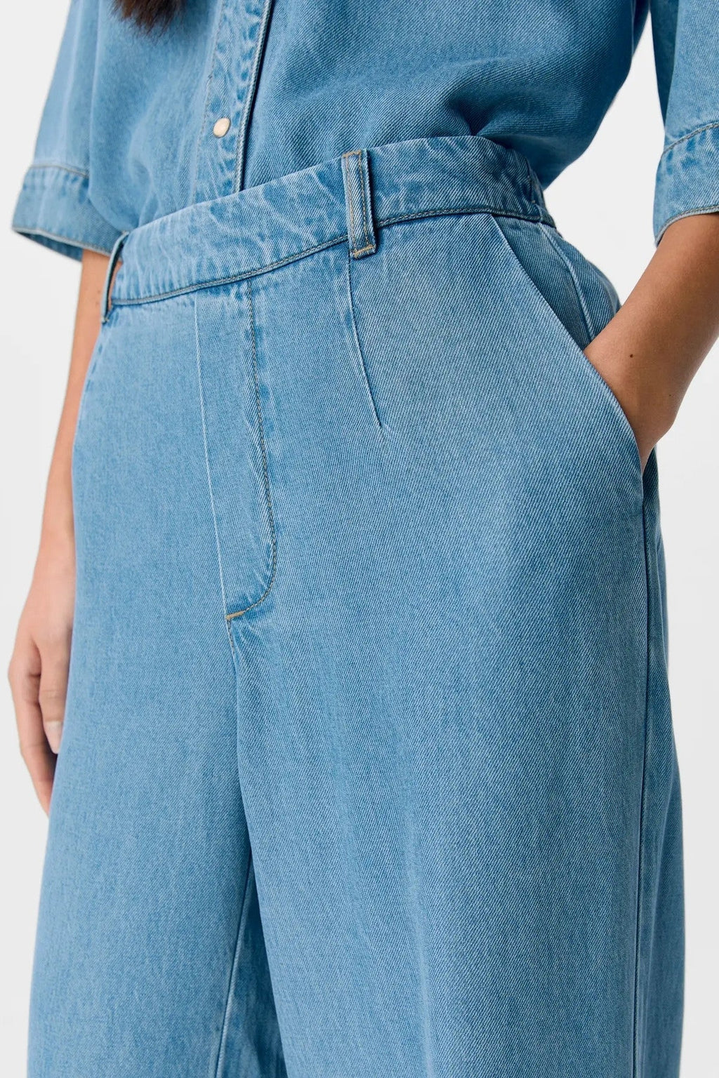Frame Lisa Wide Pants - Lyseblå Denim