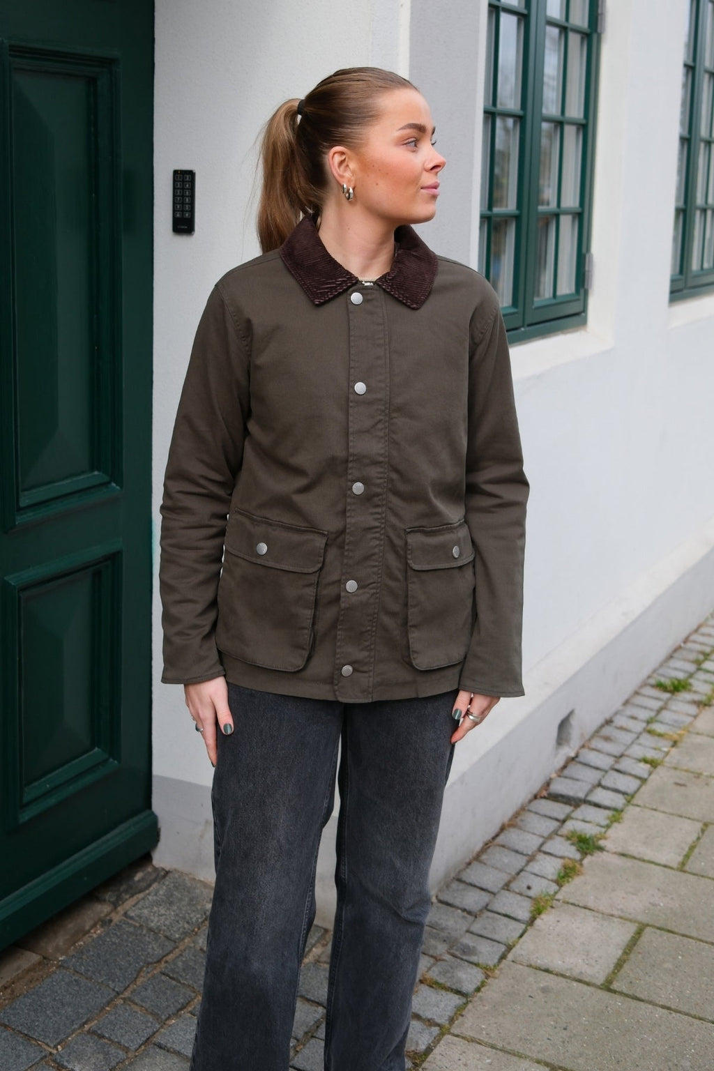 Twill Jakke - Mørk Oliven