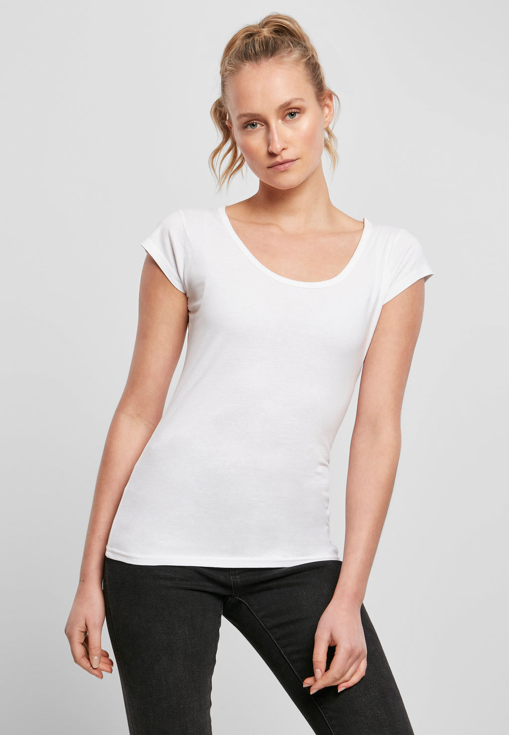 Ladies Back Cut Tee - White