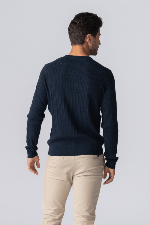 Pullover Kabel Strik - Navy