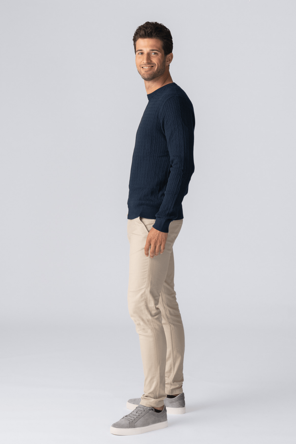 Pullover Kabel Strik - Navy