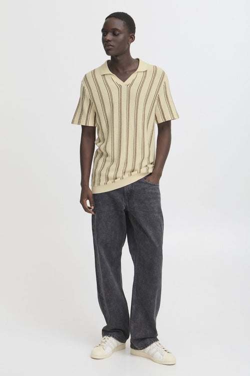 Stribet Pullover - Sand