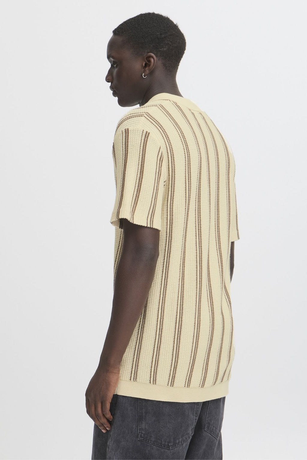 Stribet Pullover - Sand