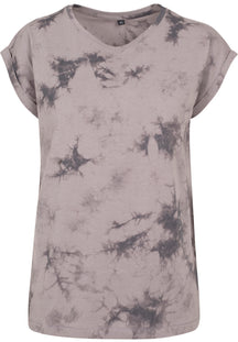 Ladies Batik Dye Extended Shoulder Tee - Light Grey