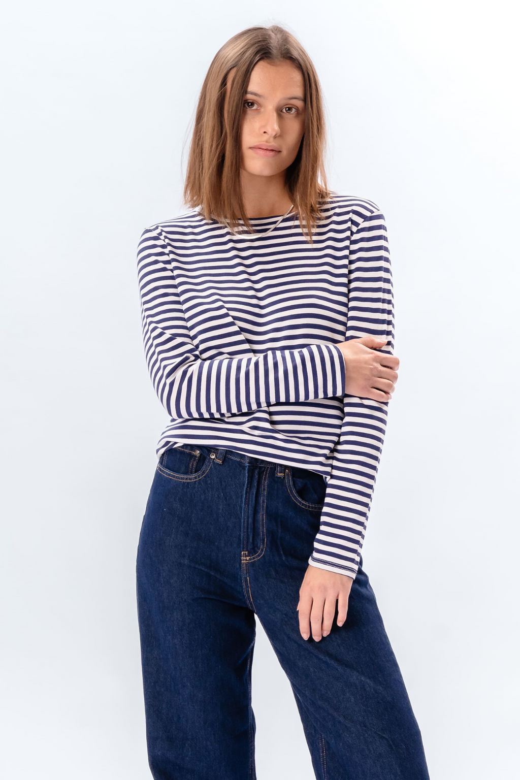 Striped Langærmet Slim Fit - Blå