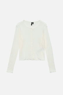 Isa O-Neck Cardigan - Sne Hvid