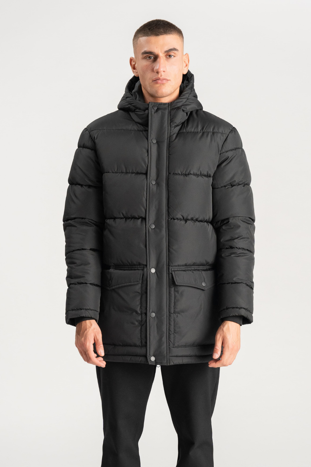 Long Puffer Jacket - Sort