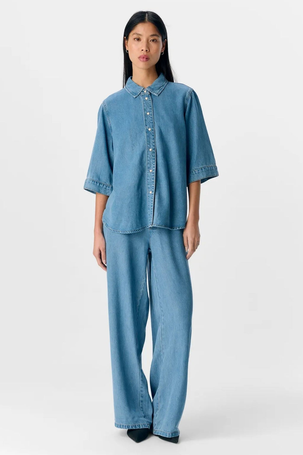 Frame Denim Top - Lyseblå Denim