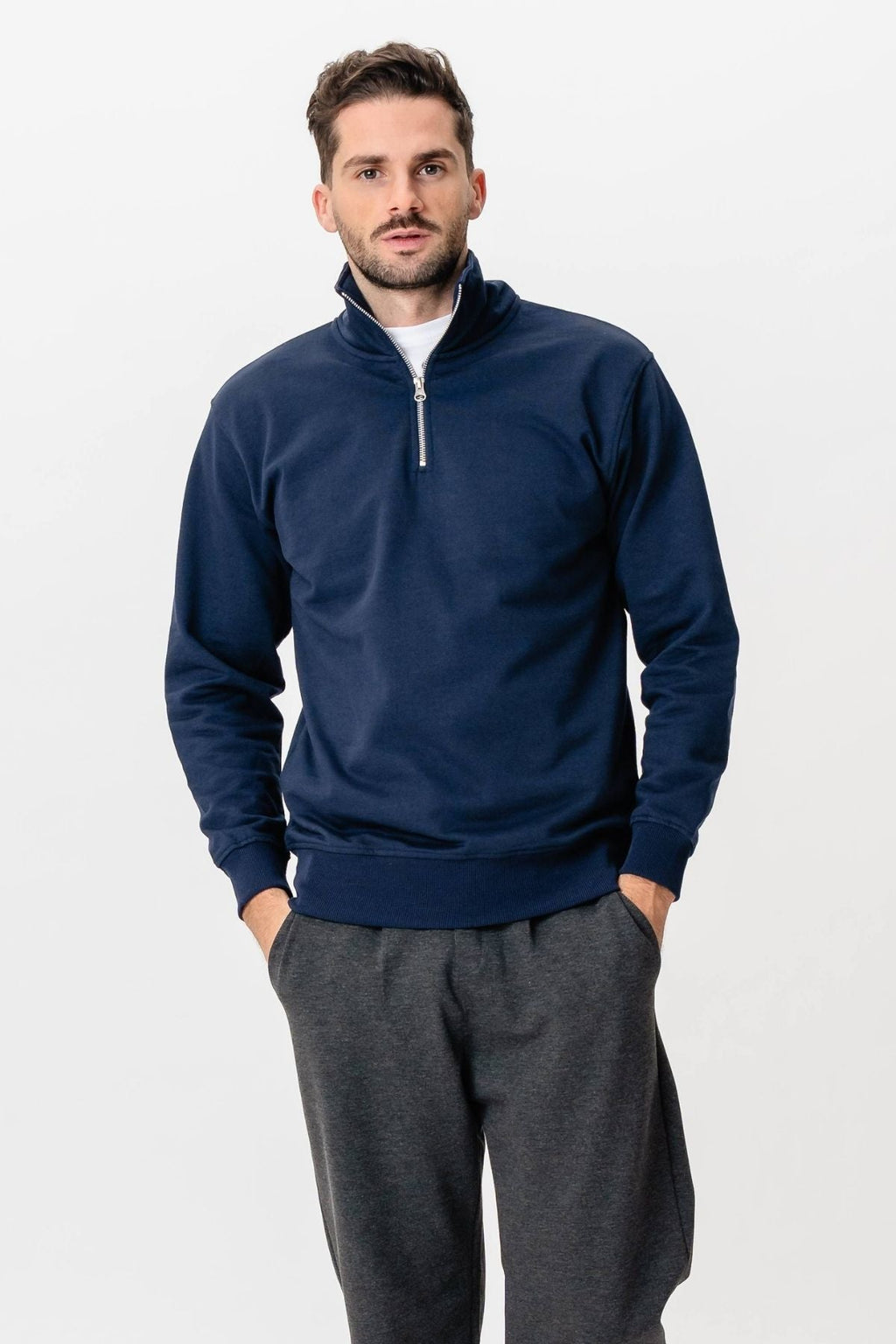 Sweatshirt Half Zip - Marineblå