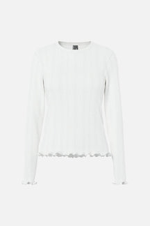 Marie O-Hals Pointelle Top - Cloud Dancer