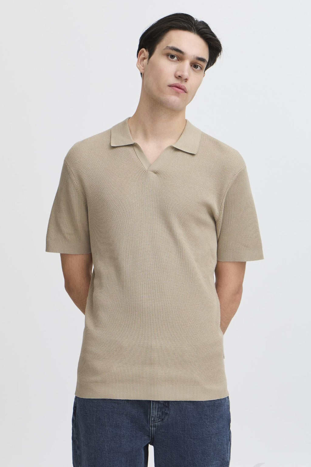 George Strikket Polo - Beige