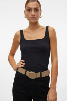 Chloe Kort Firkantet Top - Sort