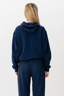 Hoodie Uden Hættesnor - Marineblå