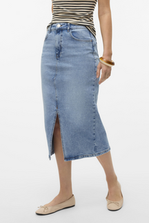 Natalie Midi Nederdel - Lys Blå Denim