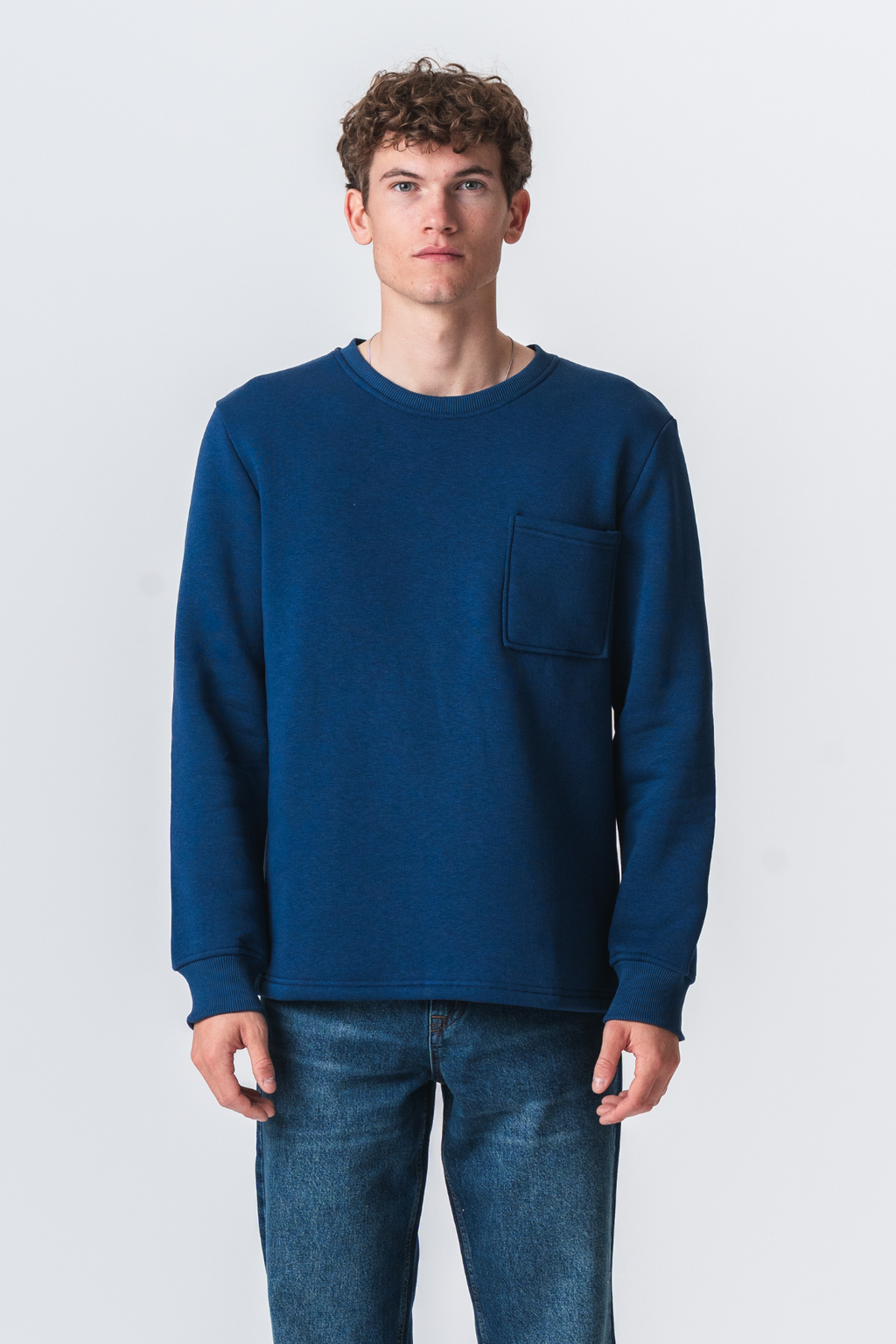 Pocket Sweatshirt Regular Fit - Marineblå