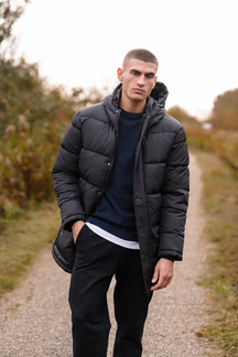 Long Puffer Jacket - Sort
