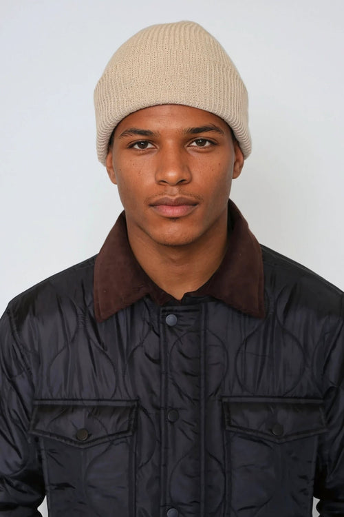 Strikket beanie - Beige