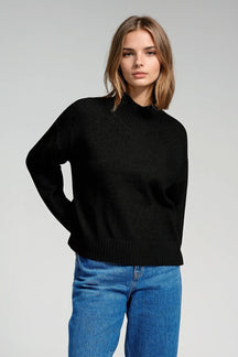 Oversized Strikket Rullekravetrøje - Sort