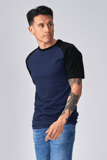 Basic raglan T-shirt - Sort-Navy