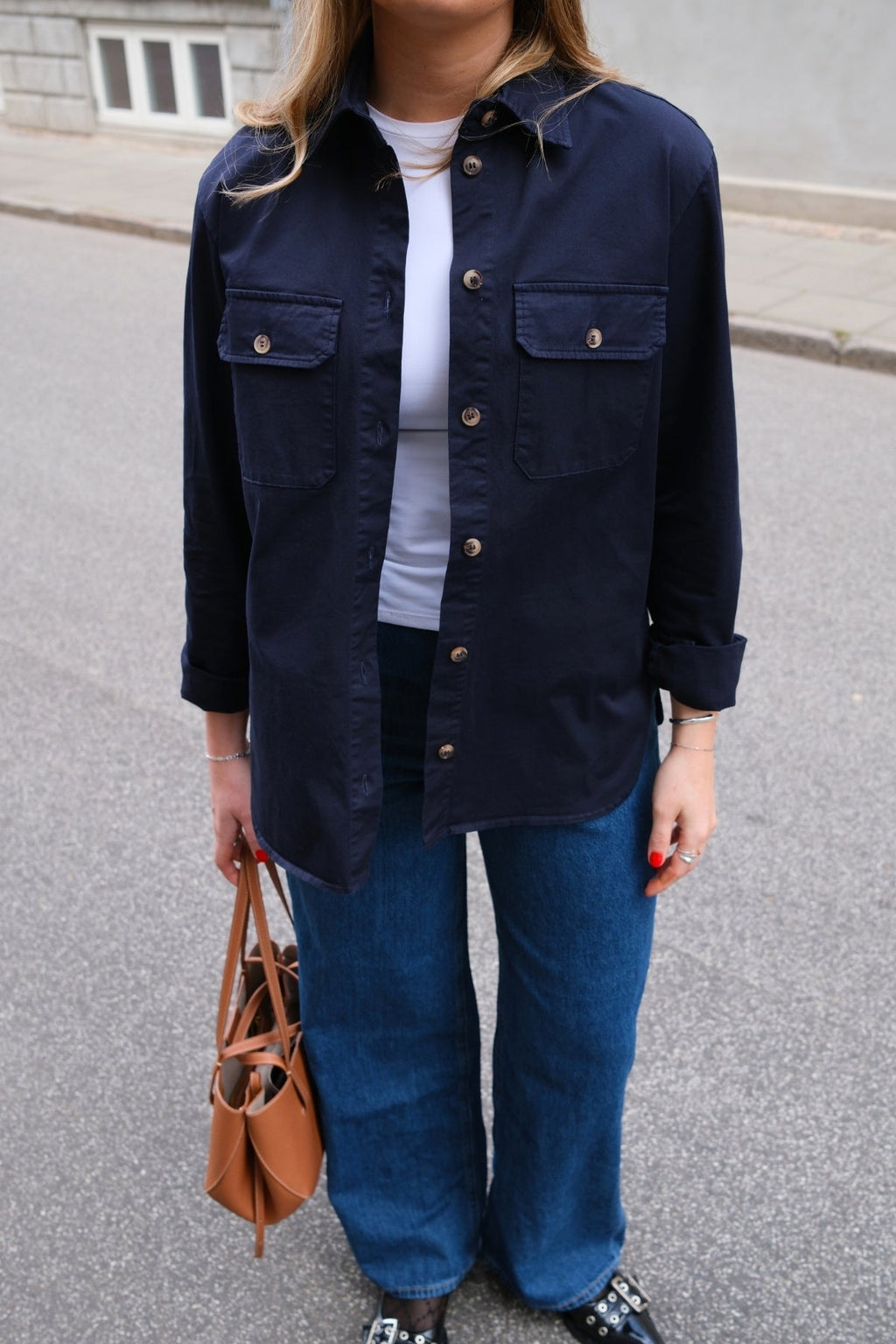 Amber Twill Skjorte - Marineblå
