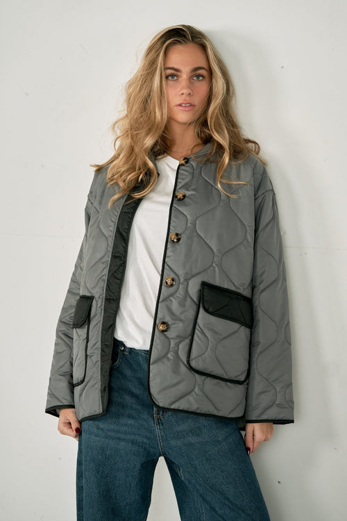 Quilted Block Jakke - Sort