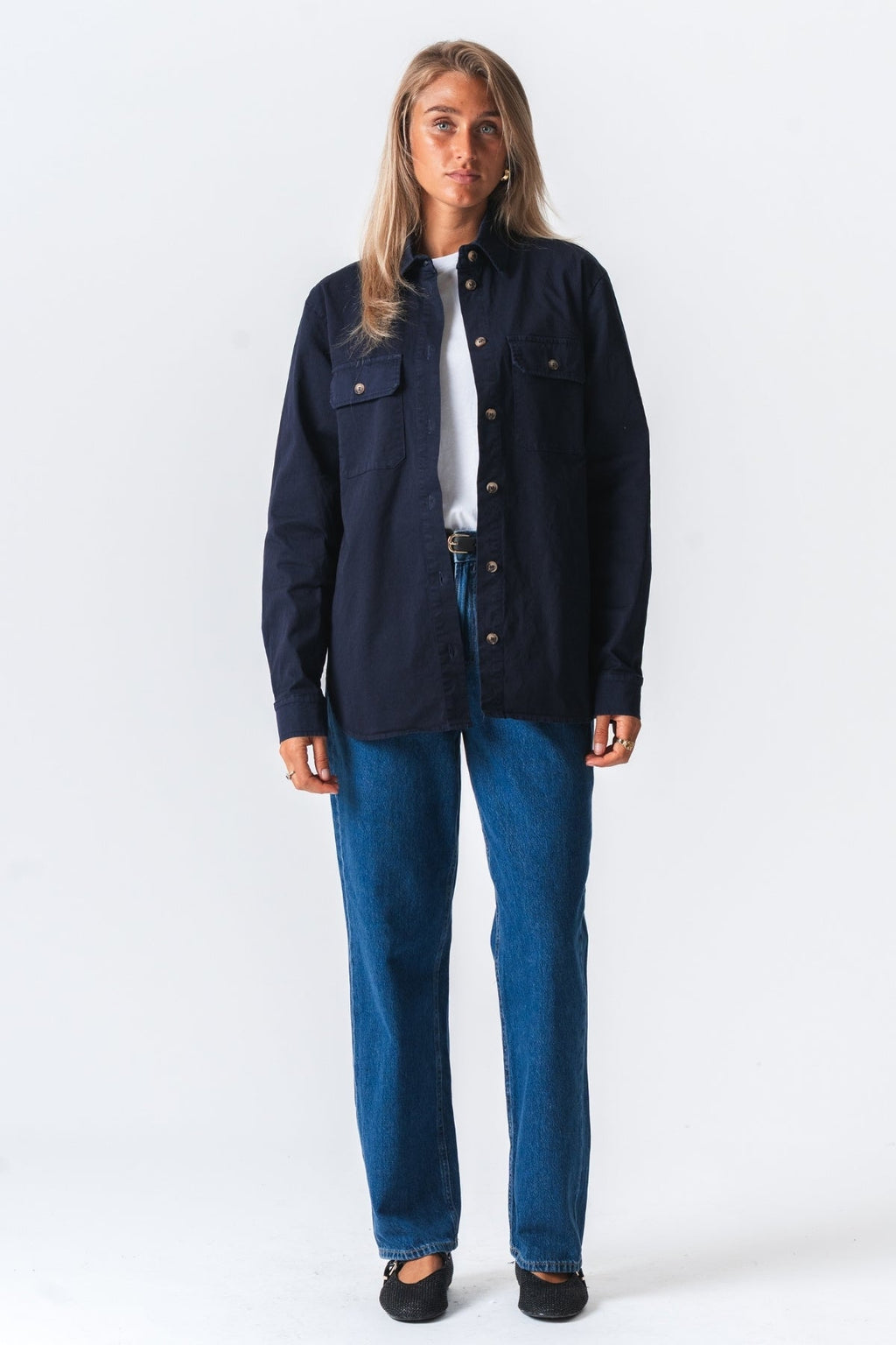 Amber Twill Skjorte - Marineblå