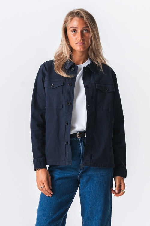 Twill Overshirt - Marineblå