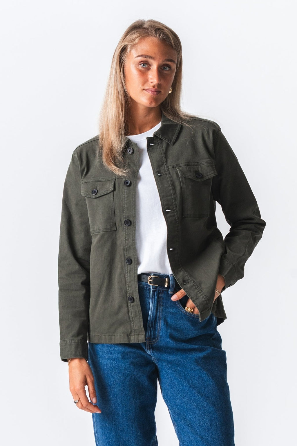 Twill Overshirt - Mørk Oliven