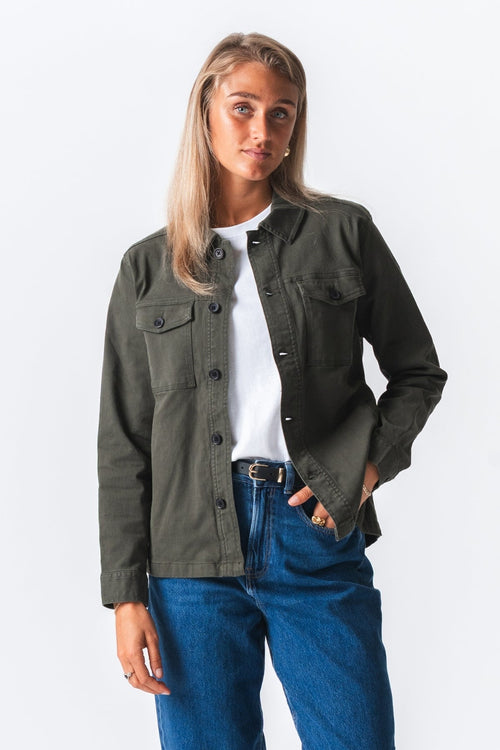 Twill Overshirt - Mørk Oliven