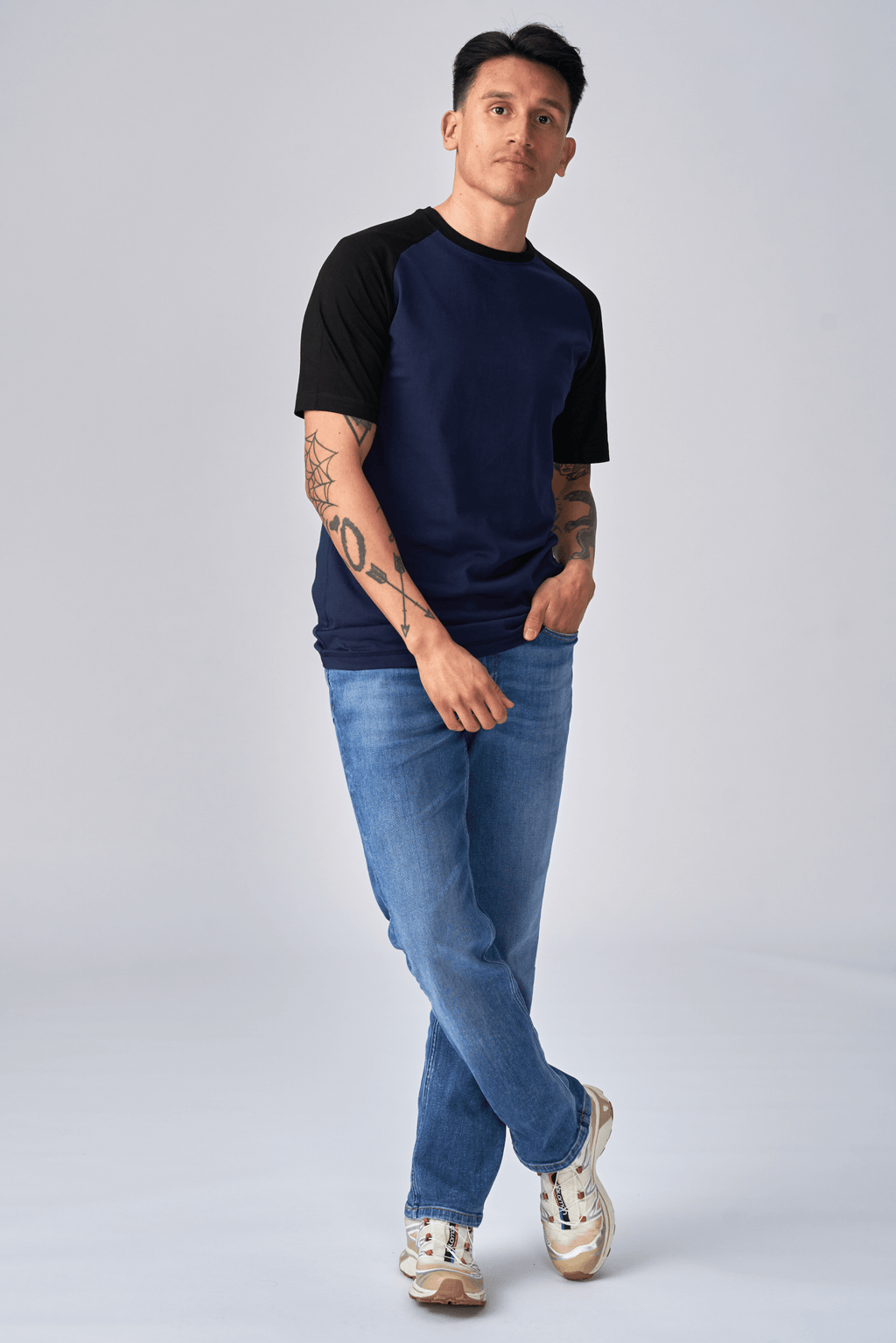 Basic raglan T-shirt - Sort-Navy