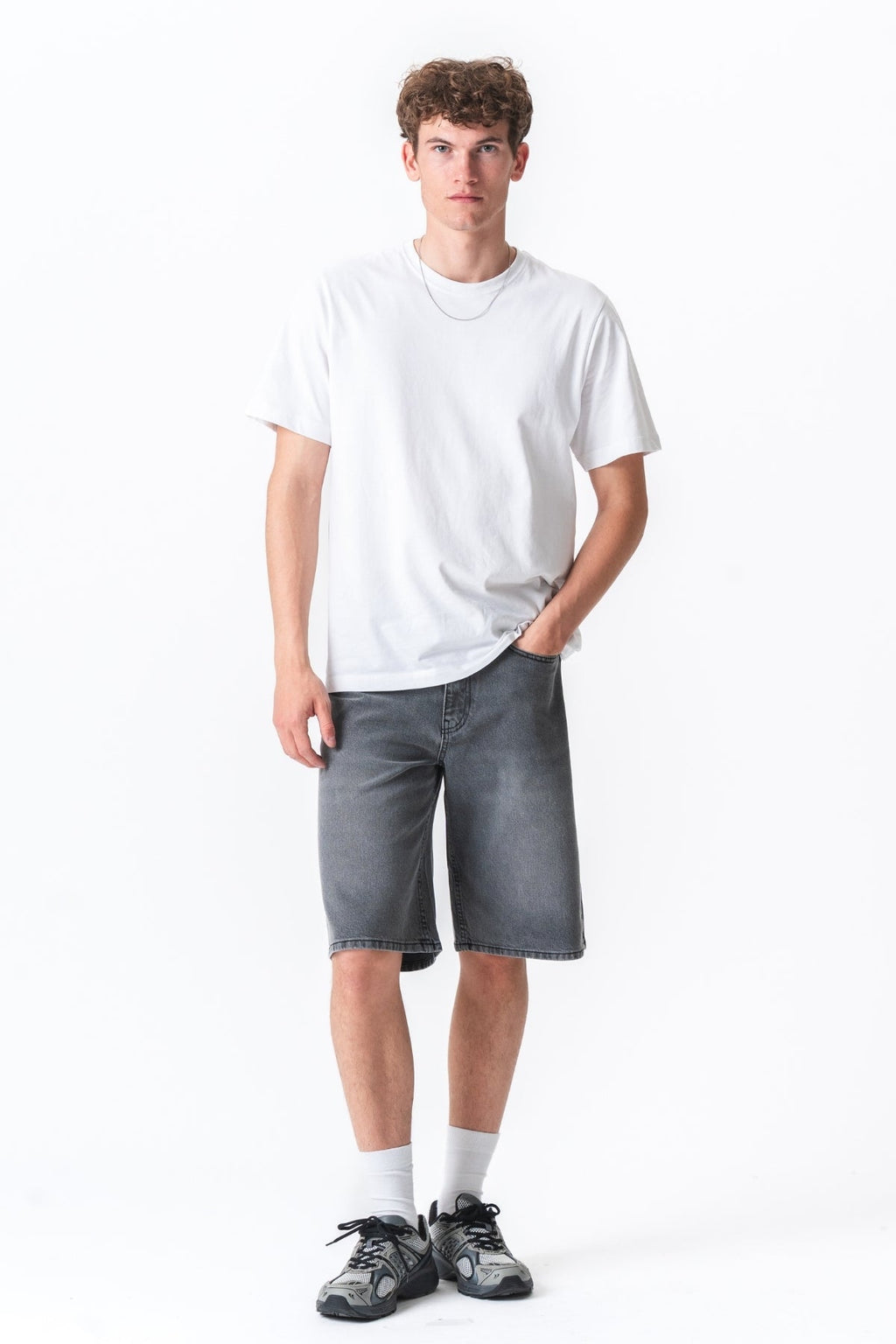 Denim Shorts Loose - Grå
