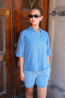 Frame Denim Top - Lyseblå Denim