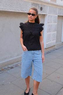 Kath Lange Denim Shorts - Lys Blå Denim