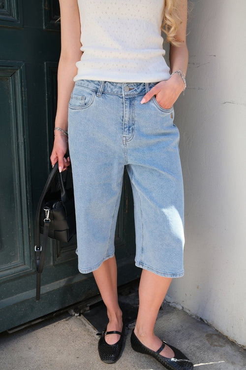 Isra Bermuda Shorts - Mellemblå Denim