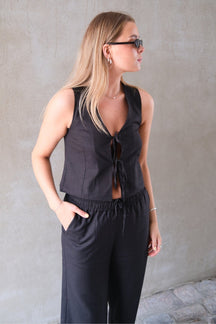 Linen Vest - Sort