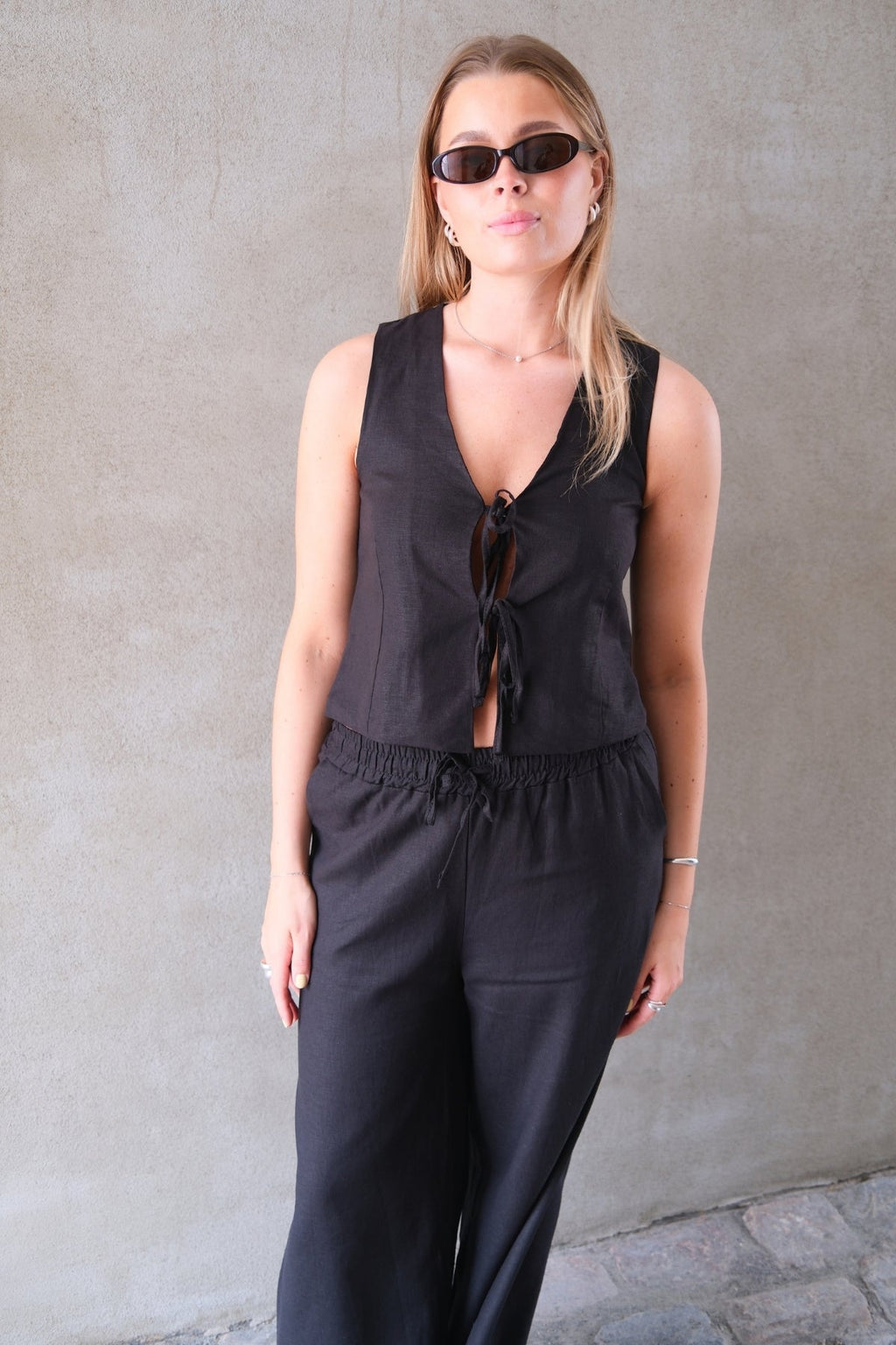 Linen Vest - Sort