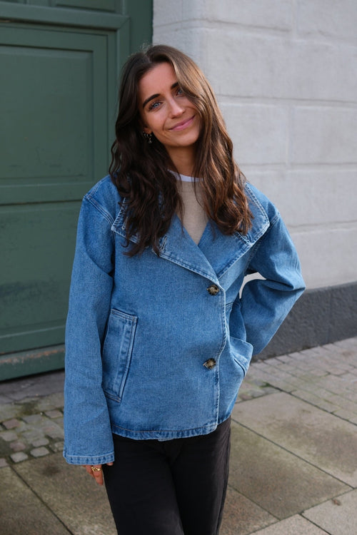 Tilla Gro L/S Denimjakke - Mellemblå Denim
