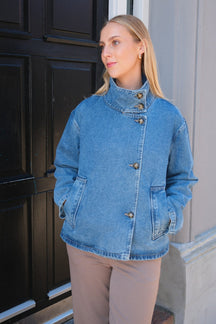Tilla Gro L/S Denimjakke - Mellemblå Denim