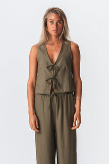 Linned Vest - Grøn