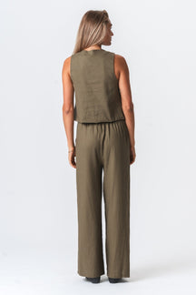Linned Vest - Grøn