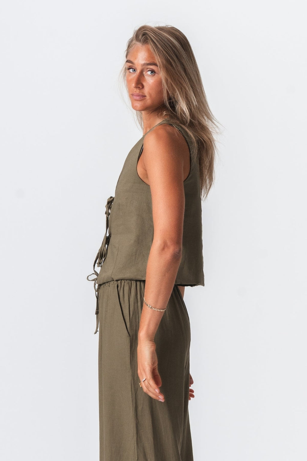 Linned Vest - Grøn