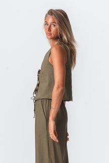 Linned Vest - Grøn